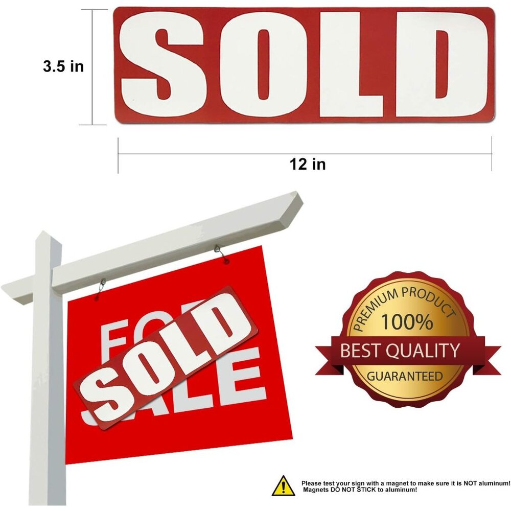 2 PACK Sold Sign Rider for Realtors – Reusable Magnetic Sold Sign Real Estate Ri - Picture 3 of 8